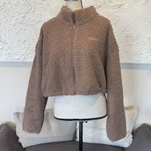 #297.  NWT Womens Teddy High Pile Fleece Crop Full Zip Jacket